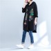 2021 autumn black print cotton coats plus size low high hooded trench coats