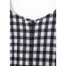 black white plaid casual cotton carpenter pants women loose wide leg pants