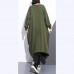 Fashion army green long coat oversize O neck asymmetrical design outwear Fashion zippered coats